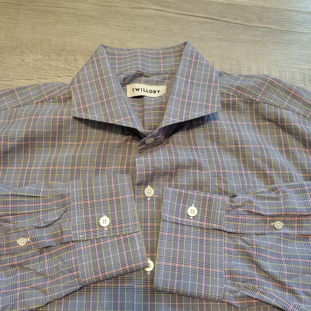 Twillory‎ Mens 17.5 34/35 Tailored Fit Dress Shirt Casual Long Sleeve Button Up